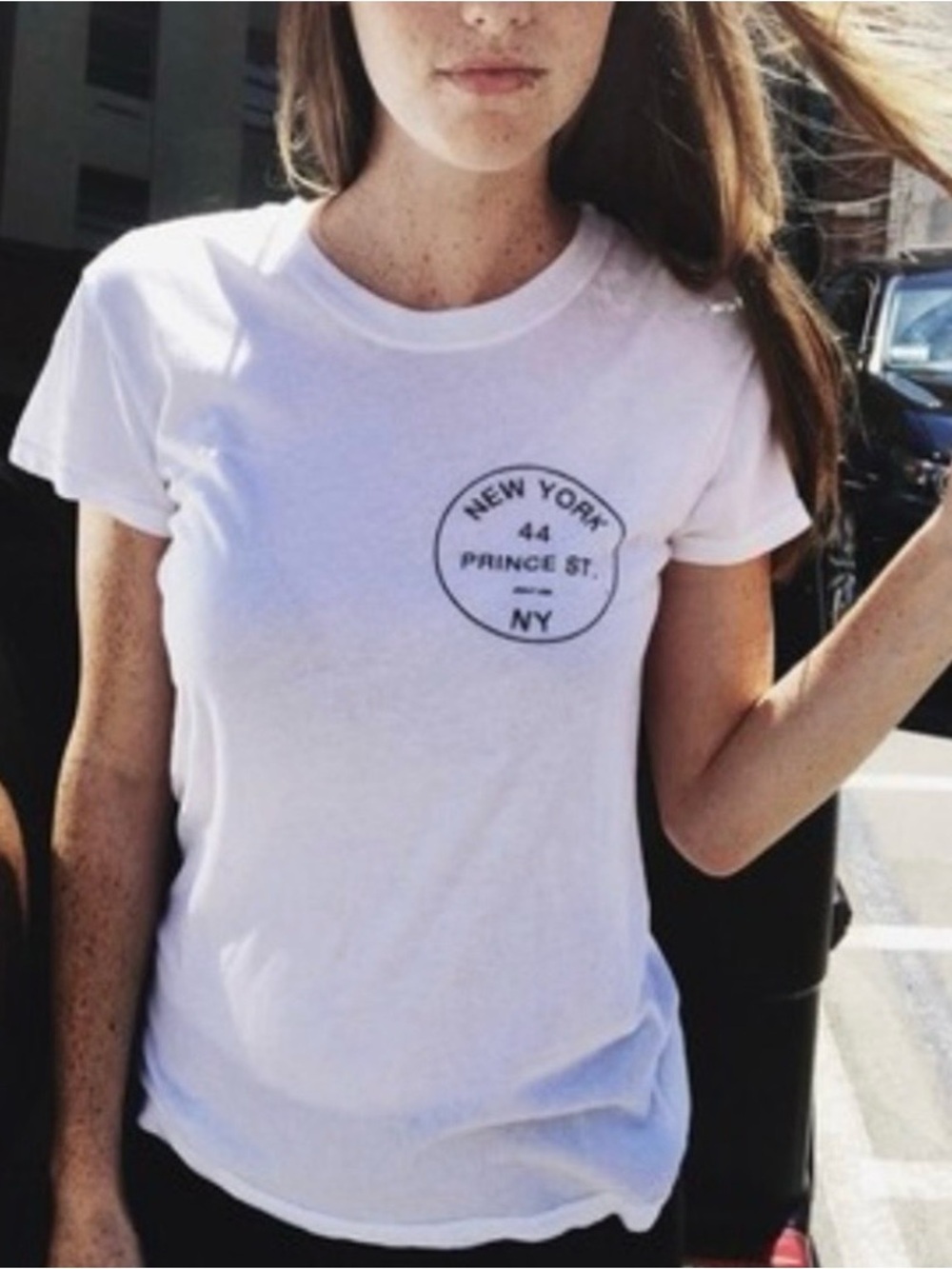 Brandy Melville White New York Logo Tee size M